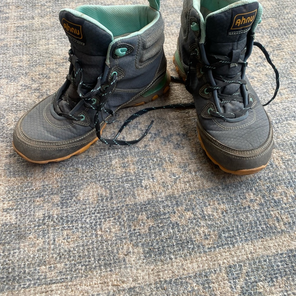 Ahnu Gray Hiking Boots with Rugged Design and Ankle Support